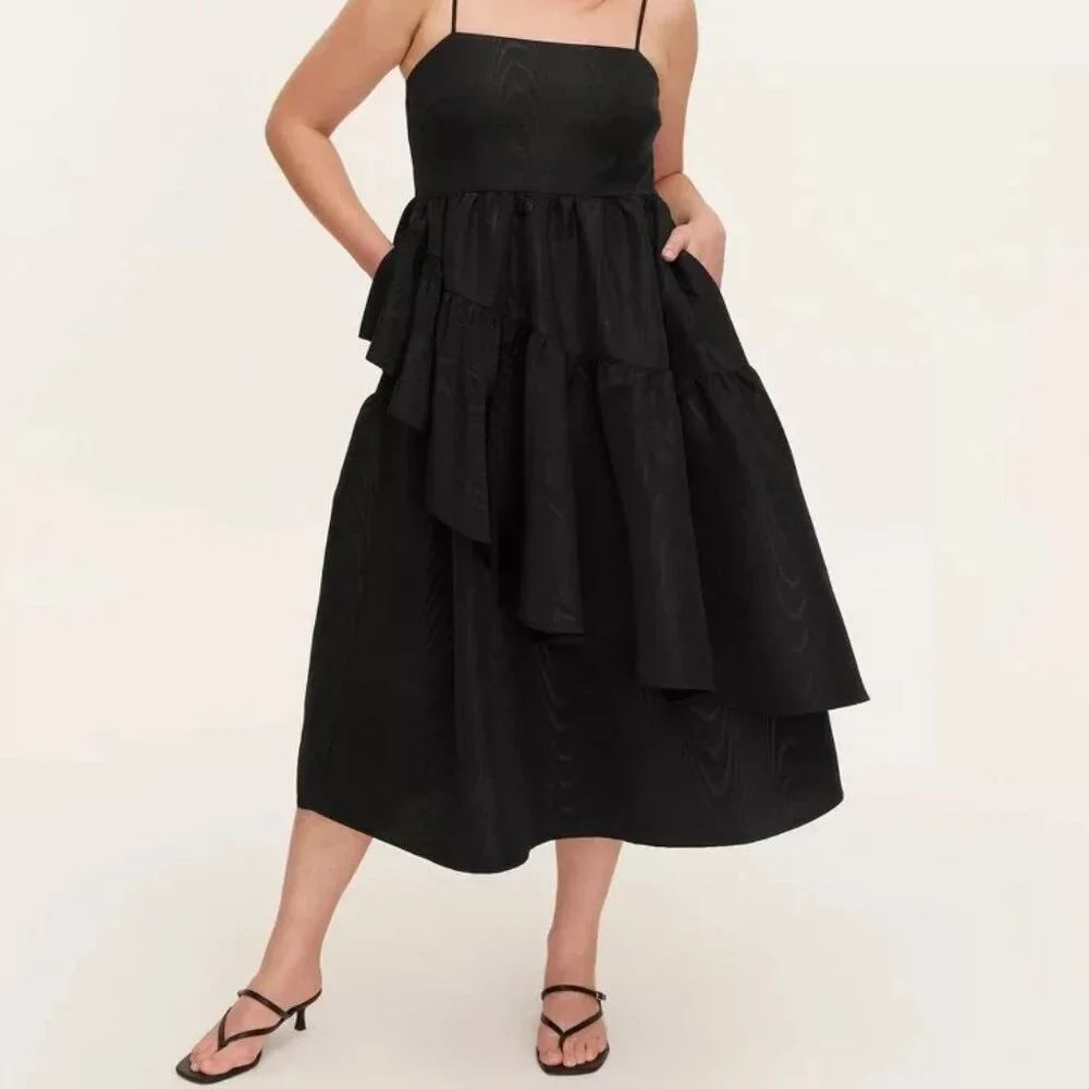 kate spade x Target Black Tiered Ruffle Midi Tank Dress/NWT/S - Picture 1 of 16